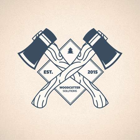 Vintage Lumberjack Label. Vector Woodcutter Emblemの素材 [FY31037642023]