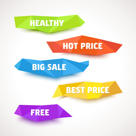 Vector Low Poly labelsのイラスト素材