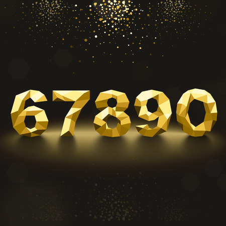 Vector Golden Lowpoly Numbers from 6 to 0のイラスト素材