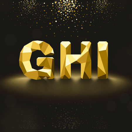 Vector Golden Lowpoly Font from G to Iのイラスト素材