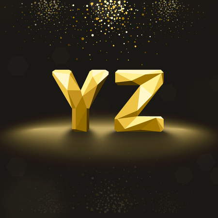 Vector Golden Lowpoly Font from Y to Zのイラスト素材