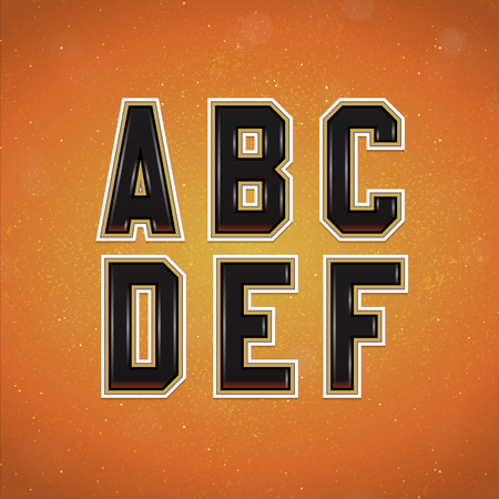 Sport Style Font from A to F. Vector Alphabet in College styleのイラスト素材