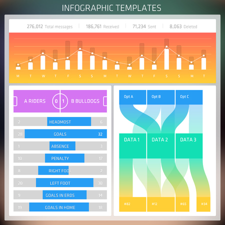 Vector Infographic design templates. Set of charts and elements for statistic, diagram, workflow, timeline and options.のイラスト素材