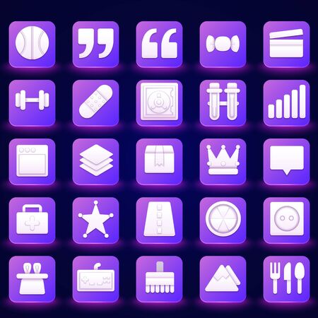 25 White 3D Icons on Gradient Background. Vector Office Icons for Web and Application designのイラスト素材