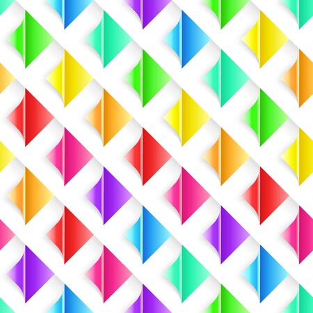 Colorful Seamless Pattern with Curled Page Corners. Vector repeatable illustrationのイラスト素材