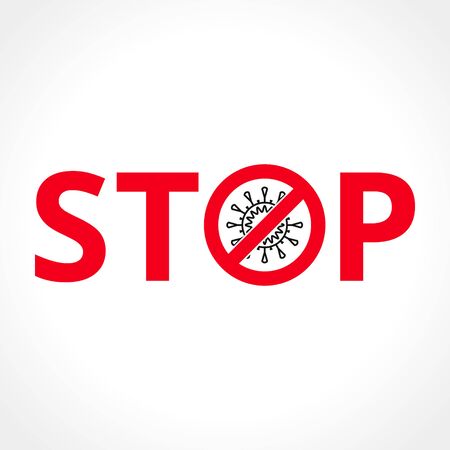 Covid-19 Coronavirus Stop icon on white background. Novel coronavirus (2019-nCoV) icon. Vector illustration suitable for any presentation and infographic designs.のイラスト素材
