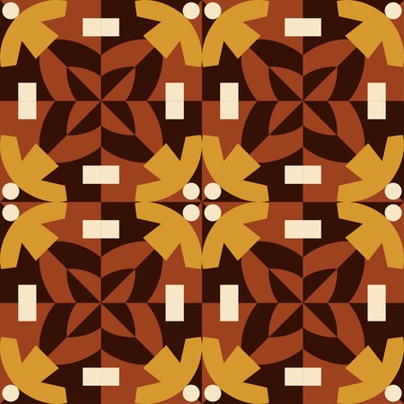 Seamless pattern in brown and yellow colors. Made from stylistic man figures.のイラスト素材