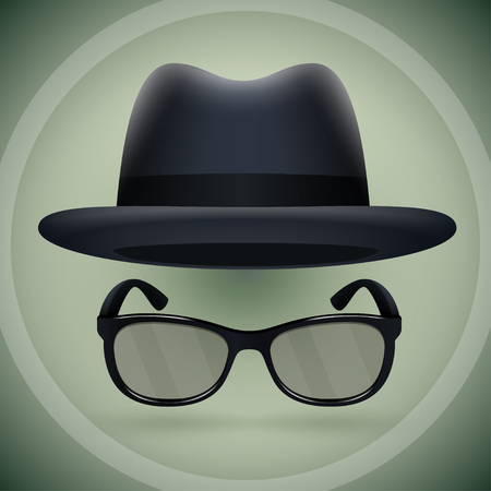Black fedora and eyeglasses for creating strict business style.のイラスト素材