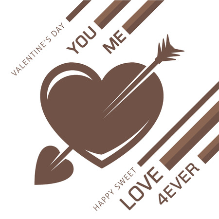 Love heart with an arrow for romantic design. Abstract vector illustration for valentines or weddings day.のイラスト素材