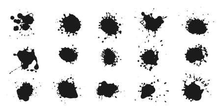 Abstract black ink splashes collectionのイラスト素材