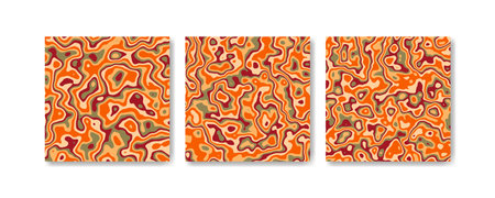 Hand drawn flat psychedelic groovy background setのイラスト素材