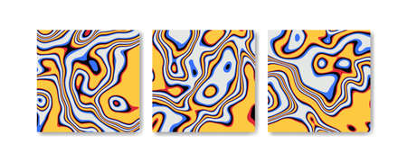 Hand drawn flat psychedelic groovy background setのイラスト素材