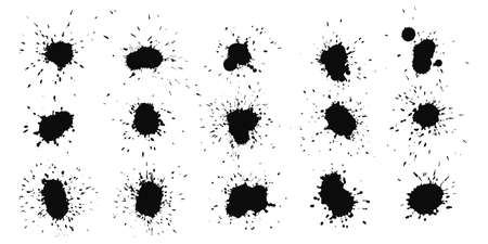 Abstract black ink splashes collectionのイラスト素材
