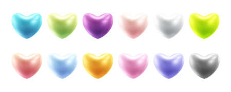 Realistic heart collection 3d vector illustrationのイラスト素材