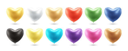 Heart balloons collection realistic 3d vector illustrationのイラスト素材