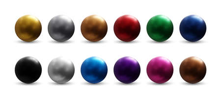 Set of realistic metal ballsのイラスト素材