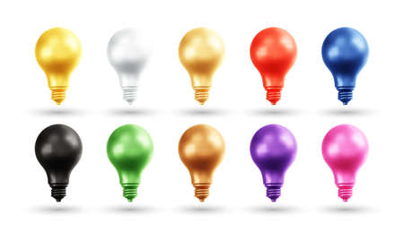 Realistic light bulb set 3d vector illustrationのイラスト素材