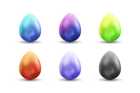 Realistic colorful eggs set 3d vector illustrationのイラスト素材