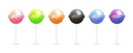 Lollipop candy realistic 3d vector icon illustration with different colorsのイラスト素材