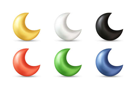 Crescent moon realistic 3d vector icon illustration with different colorsのイラスト素材