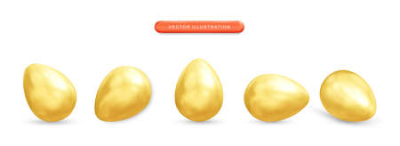 Golden egg realistic 3d vector illustration setのイラスト素材