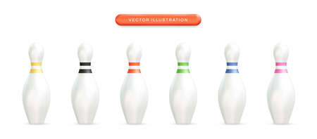 Bowling pins realistic 3d vector illustration setのイラスト素材