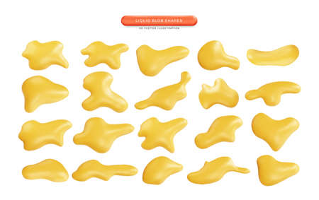 Liquid blob shapes realistic 3d vector illustrationのイラスト素材