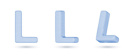 Letter l wireframe high polygonal outline low poly style vector illustrationのイラスト素材