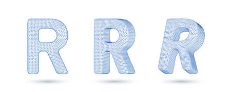 Letter r wireframe high polygonal outline low poly style vector illustrationのイラスト素材