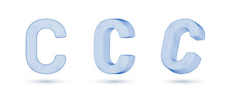 Letter c wireframe high polygonal outline low poly style vector illustrationのイラスト素材