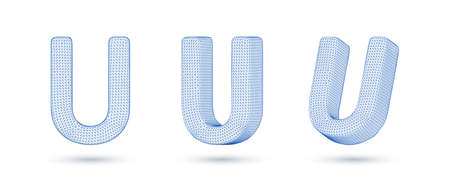 Letter u wireframe high polygonal outline low poly style vector illustrationのイラスト素材