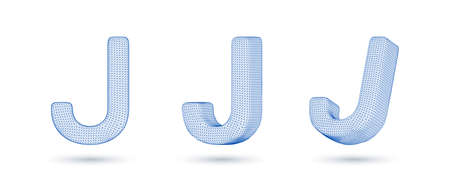 Letter j wireframe high polygonal outline low poly style vector illustrationのイラスト素材