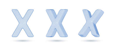 Letter x wireframe high polygonal outline low poly style vector illustrationのイラスト素材