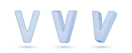 Letter v wireframe high polygonal outline low poly style vector illustrationのイラスト素材