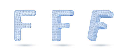 Letter f wireframe high polygonal outline low poly style vector illustrationのイラスト素材