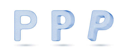 Letter p wireframe high polygonal outline low poly style vector illustrationのイラスト素材