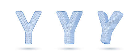 Letter y wireframe high polygonal outline low poly style vector illustrationのイラスト素材