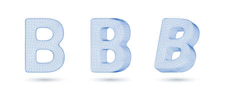 Letter b wireframe high polygonal outline low poly style vector illustrationのイラスト素材