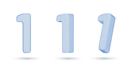 Number one wireframe high polygonal outline low poly style vector illustrationのイラスト素材