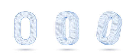 Number zero wireframe high polygonal outline low poly style vector illustrationのイラスト素材