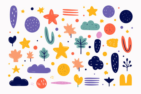 Cute hand drawn autumn doodle collection. Vector illustration.のイラスト素材