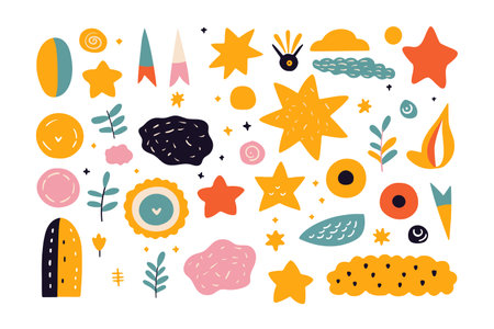 Cute hand drawn doodle elements. Vector illustration in scandinavian style.のイラスト素材