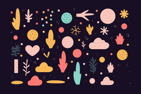 Hand drawn abstract shapes and doodle elements. Vector illustration.のイラスト素材