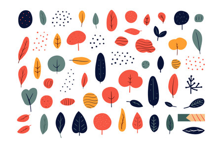 Set of hand drawn autumn leaves. Vector illustration in doodle style.のイラスト素材