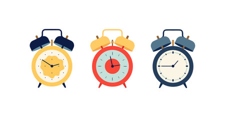 Alarm clock icons set. Vector illustration in flat design style.のイラスト素材