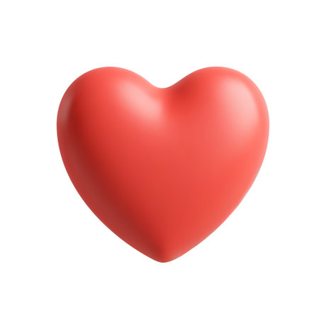 Realistic 3d red heart with a matte finish on a plain white background vector illustrationのイラスト素材
