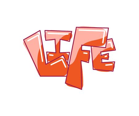 Life. Graffiti style decorative lettering. Street art free wild style in geometry lines. Underground hip hop headline vector illustration.のイラスト素材