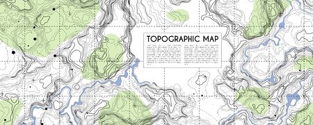 Abstract topographic map background. Topo backdrop lines, contour, geographic grid. Vector illustration with place for textのイラスト素材