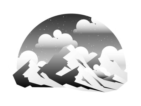 Minimalist nature mountain landscape. Mountains peaks traveling vacation flat background.のイラスト素材