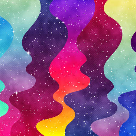 Gradient Fluid geometric creative background. Fancy for cards, prints, cosmic neon designs. Liquid trendy vector shapesのイラスト素材